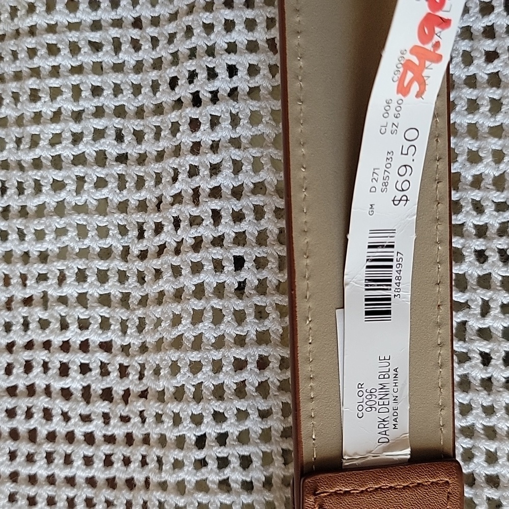 NWT Ann Taylor Blue Denim and Tan Leather Trim Belt Size S - Picture 4 of 5